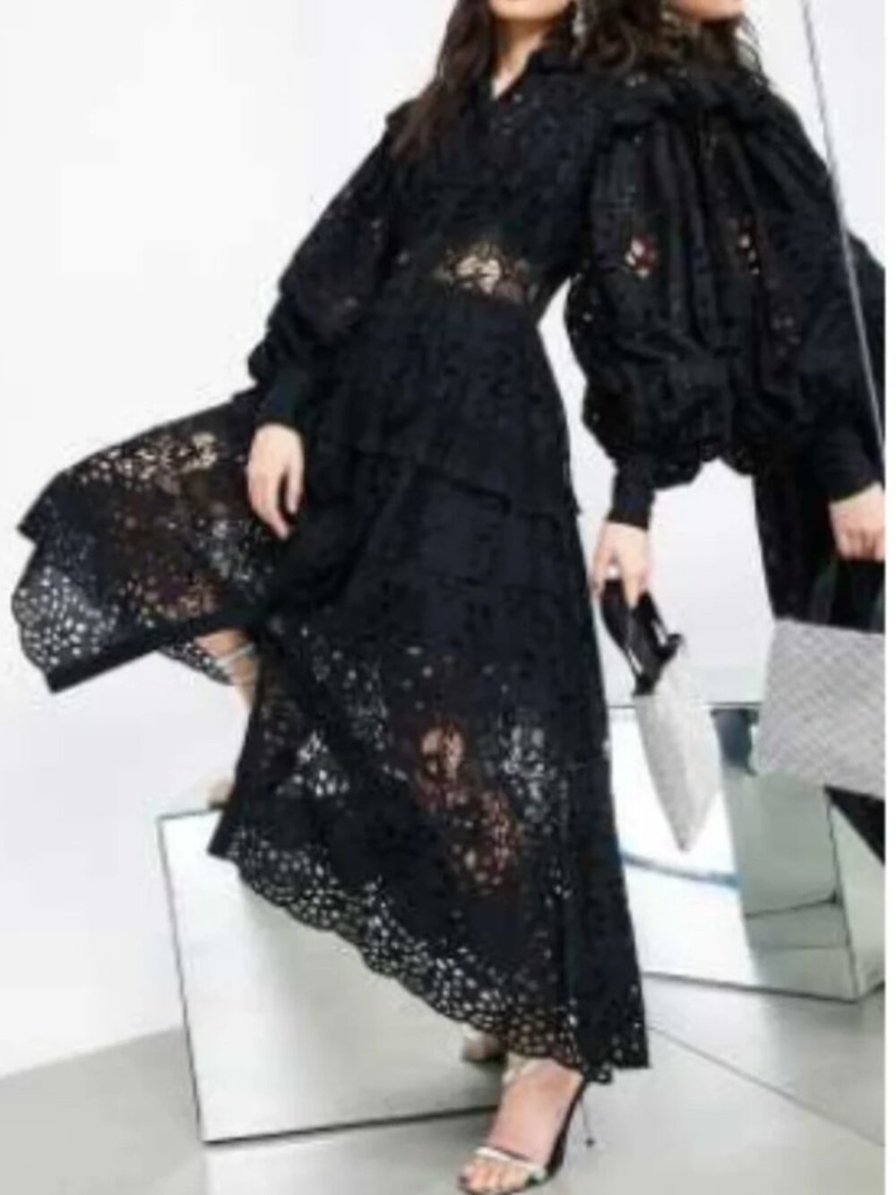 ASOS EDITION broderie shirt goth eyelet lace balloon sleeve shirt dress